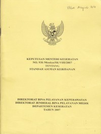 Keputusan Menteri Kesehatan Indonesia No.938/MENKES/VII/2007 tentang standar asuhan kebidanan